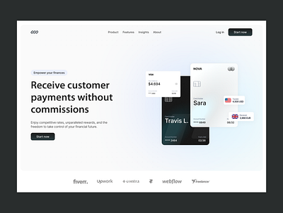 Credit Card Payments Website Design bank card clean design credit card customers debit card finances financial fintech hero section income landing page payment method payments spending transactions ui wealth website website design