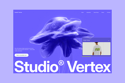 Studio Vertex Landing Page 3d designer interface landing page ui ux webpage