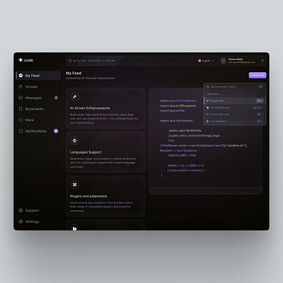 .code – Developer Dashboard UI 3d animation branding design graphic design illustration logo motion graphics product design typography ui ux vector