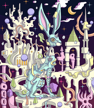 Rabbit in the stars design graphic design illustration