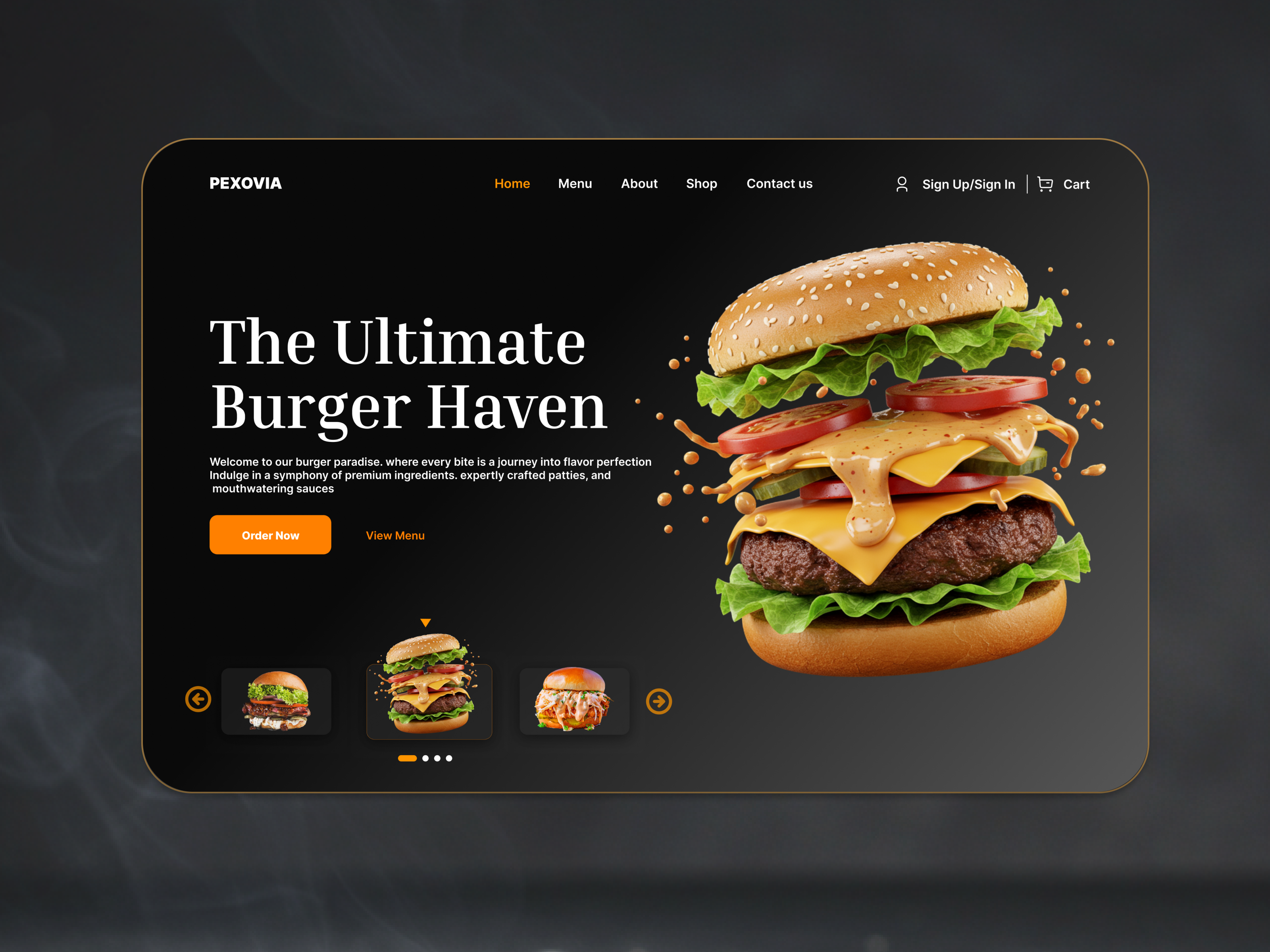 Burger Haven – Bold & Juicy UI Design ai web branding cleanui design figma figmadesign fintech app illustration landing page minimaldesign saas ai ui uidesign uxdesign
