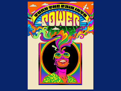 Turn the pain into POWER afro color colorful figurative art funky illustration poster power psychedelic retro surrealism trippy vector vintage