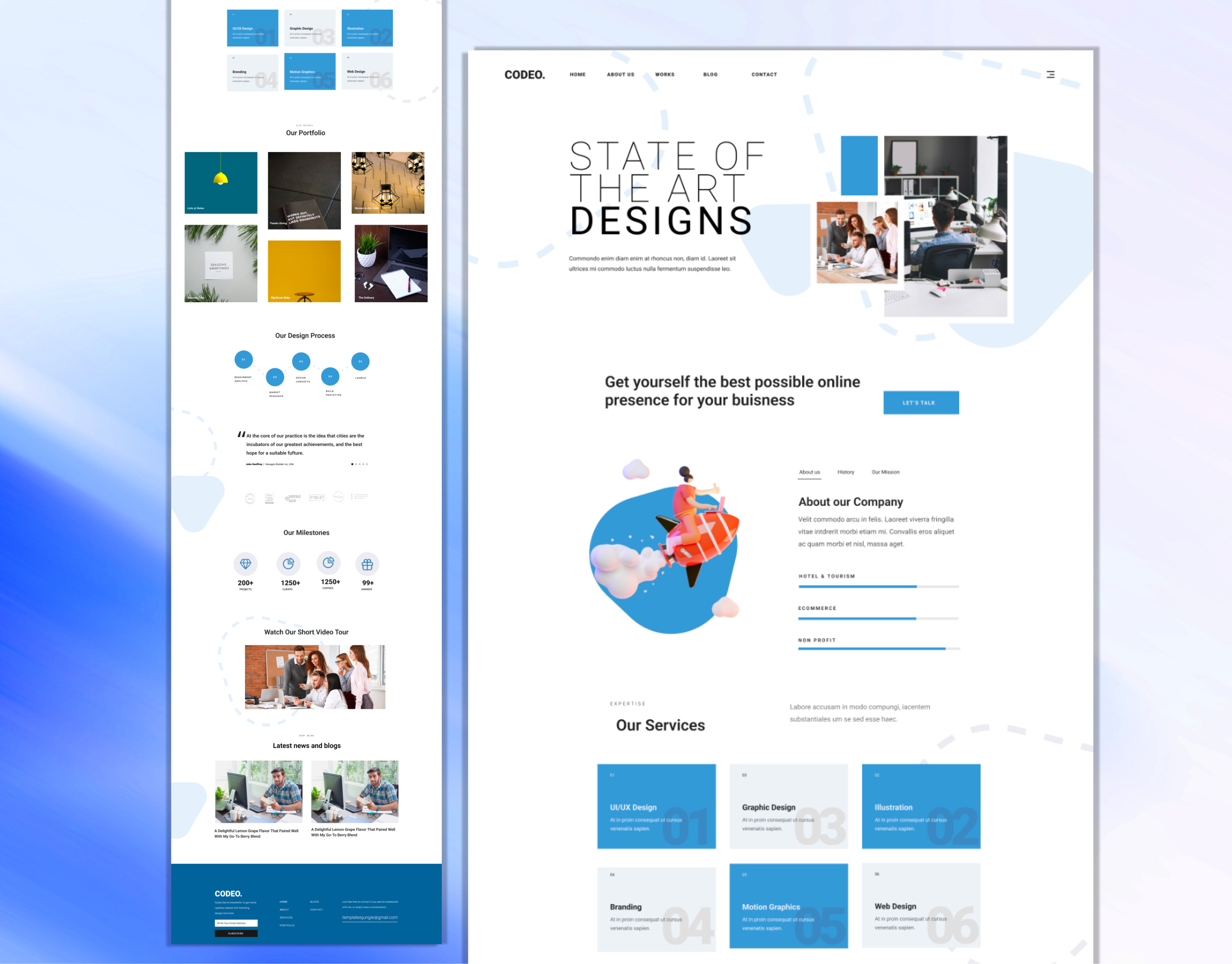 Codeo – Modern Corporate Website UI/UX Design figma landing page portfolio ui user interface drsign ux web web design