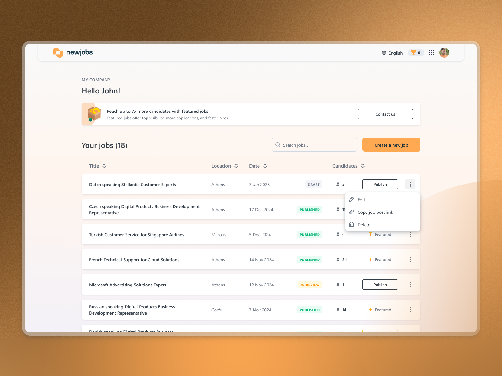 Recruiter Panel Redesign — Clearer Job Creation CTA ui ux