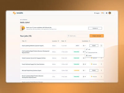 Recruiter Panel Redesign — Clearer Job Creation CTA ui ux