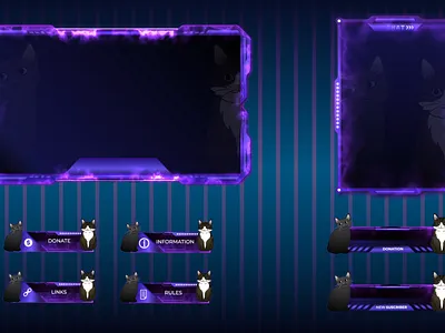 🎮 Overlay Name: Neon Whiskers – Stream Overlay Kit 2d overlay animation open for commission overlay stallion studio limited twitch