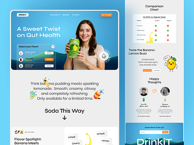 Drinkit – Bold Branding & UI for a Modern Soda Company branding figma template landing page logo design marketing modern web olipop soda drink soda website design uiux design web ui website design