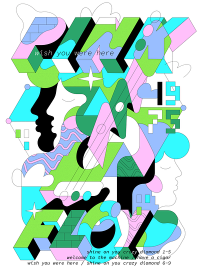 Pink Floyd / Typography 1960s illustratedtypography lettering music pinkfloyd poster psychedelic rock typography