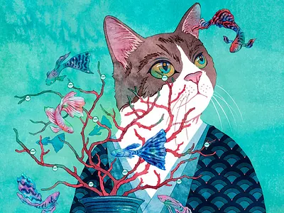 Japanese cat design graphic design illustration