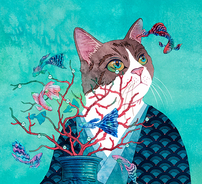 Japanese cat design graphic design illustration