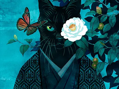 Japanese Cat design graphic design illustration