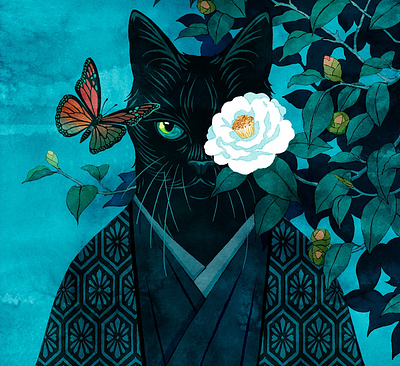 Japanese Cat design graphic design illustration