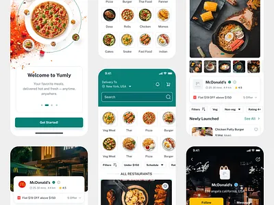 Yumly - Food Delivery Mobile App Figma UI Kits dish doordash fast food figma food delivery food delivery app food panda mobile app online food order organic pizza resturant food resturant store uber eat ui template uitkits