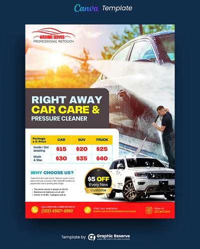 Car Wash & Pressure Cleaning Flyer Template – Canva Design canva template car wash car wash flyer car wash flyer template flyer flyer design flyer template