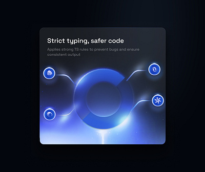 Strict Typing — Safer Code Concept 🔵💻 bento bento card bento card design bento design card design design figma figma design freelance graphic design illustration saas saas design ui uiux ux uxui web design webdesign website