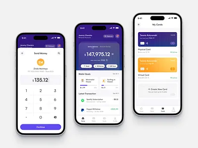 Finance Mobile App Design account app bank card clean currency design fireart keyboard money send transfer ui ux wallet