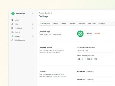 settings app dashboard details info saas settings statistics table ui web
