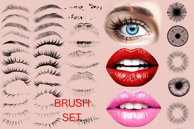 Eyebrows eyelashes pupils highlights 78 brushes 3d animation