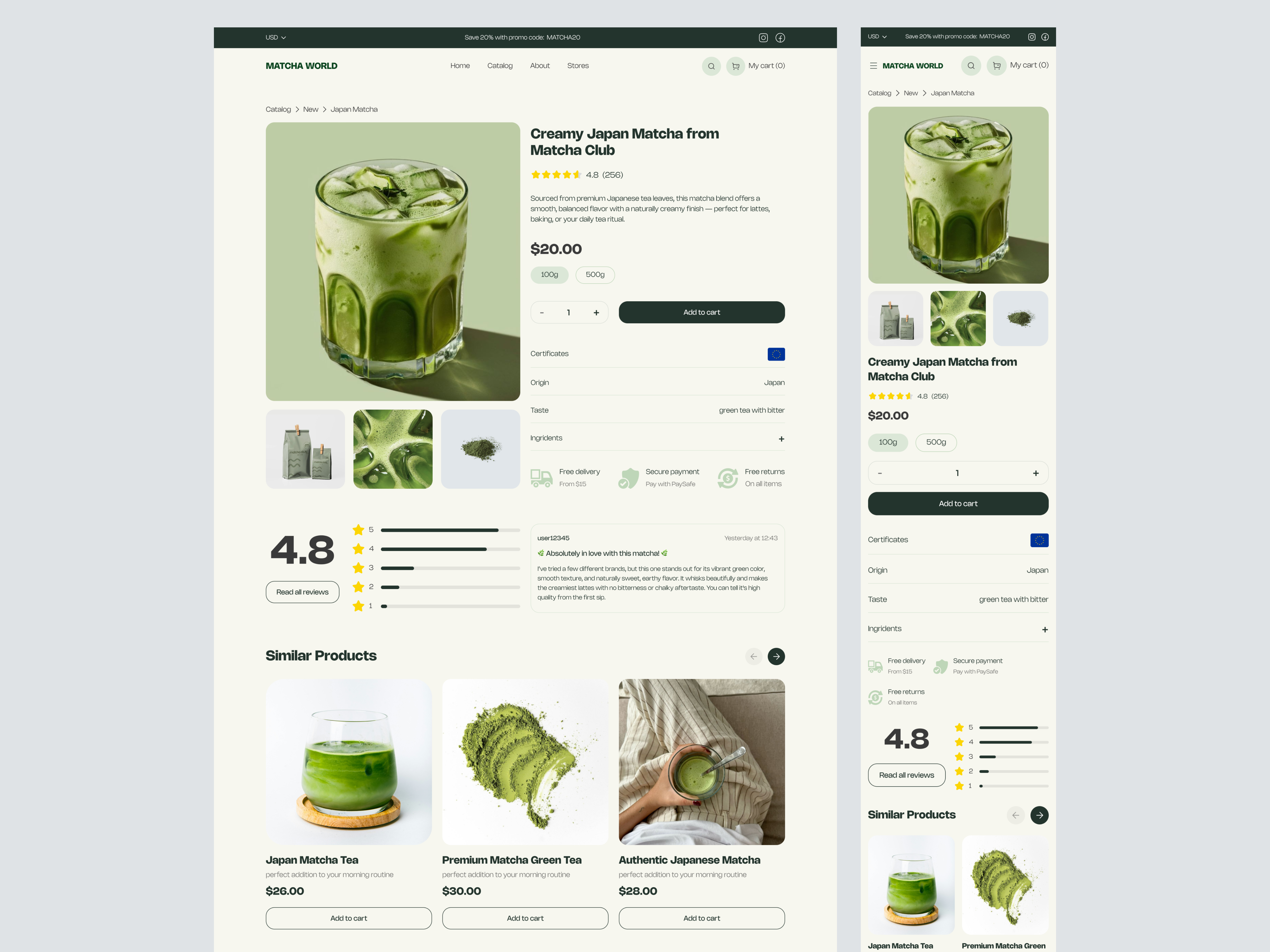 Matcha Product Page Design branding daily ui design ui ux