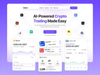 Qrypto - Hero exploration crypto crypto website daily ui design homepage screen ui ui design uiux web3