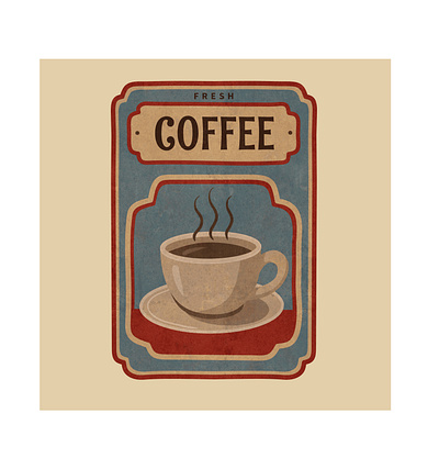 Coffee Retro Poster 60s caffeine coffee coffee shop cup of coffee design graphic design illustration minimalistic poster retro sixties texture vintage