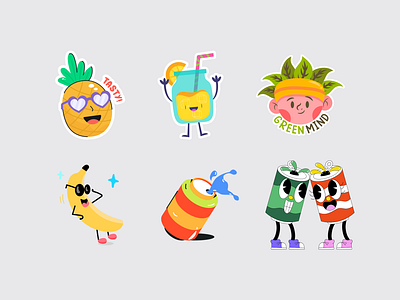 Sticker set design for Drinkit Soda Brand brand identity branding clean design design homepage illustration logo design psd template soda sticker design ui ux web design website design