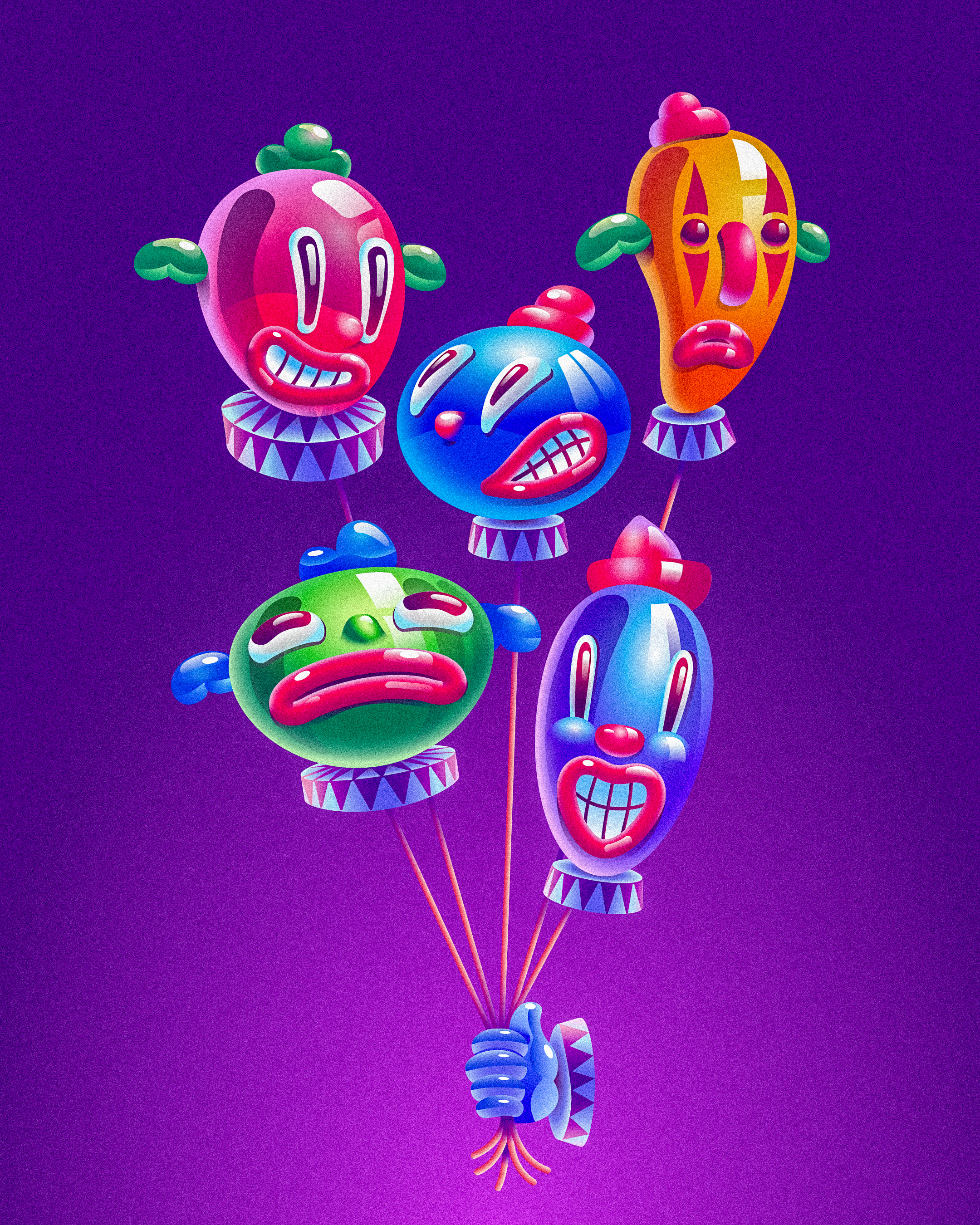 Mood balloons balloon clown gradient illustration mood