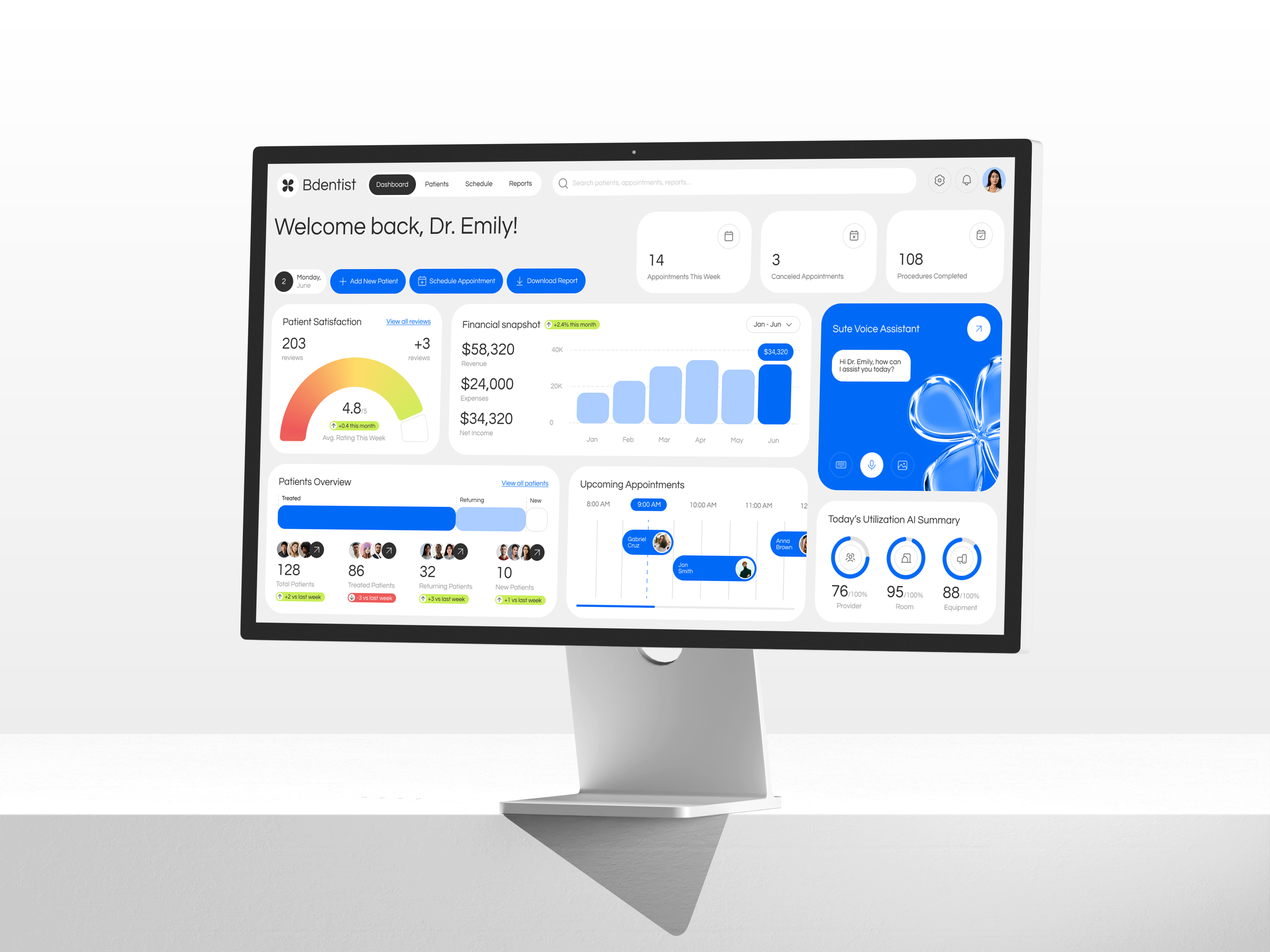 Bdentist - Modern Dashboard for Dental Clinics ai ai assistant artificial intelligence clinic crm dashboard dental design figma healthcare medical product design saas ui user interface ux ux design uxui design web app ui webdesign