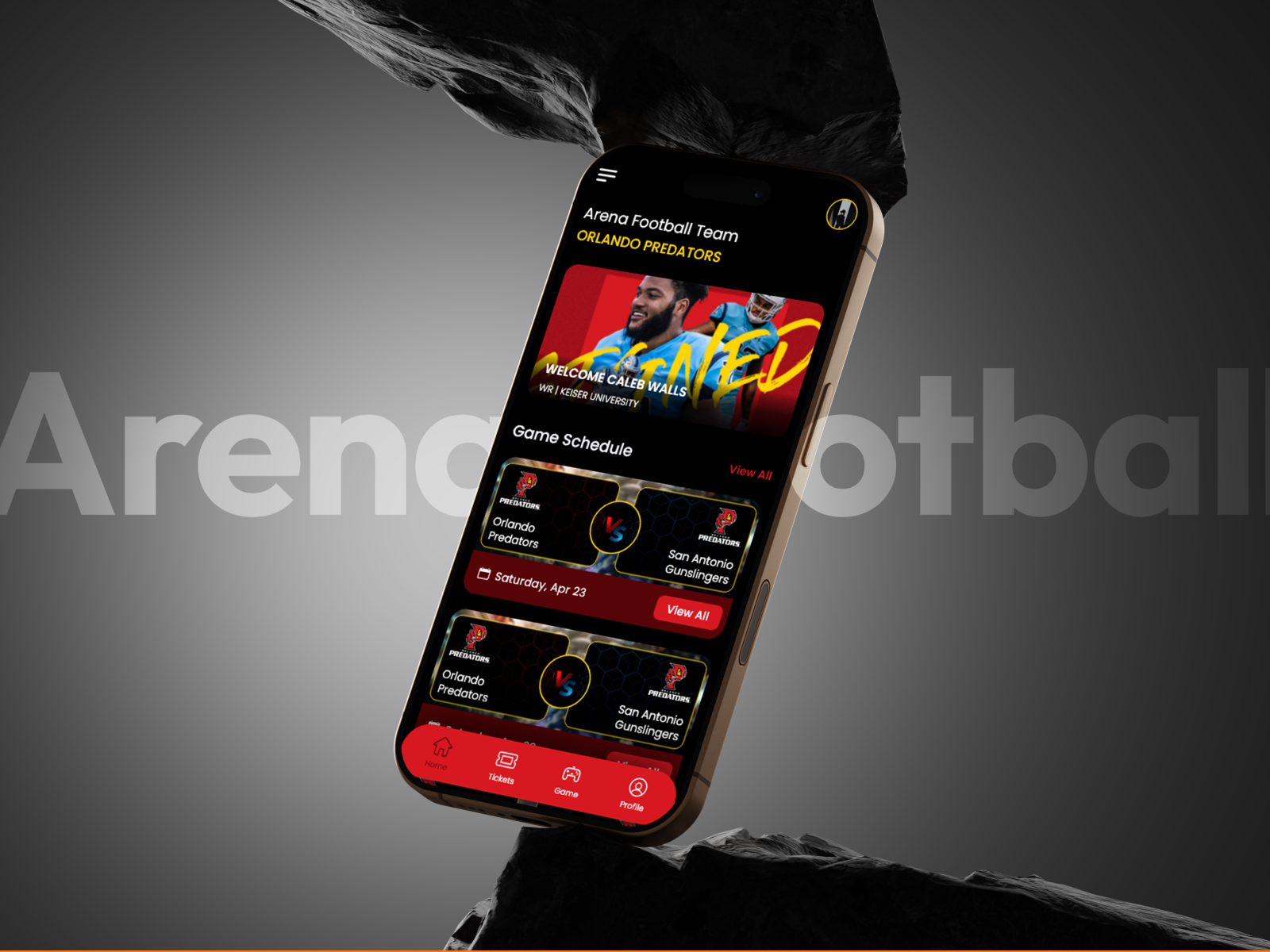 ORLANDO PREDATORS - APP DESIGN animation app application branding creative custom design graphic design graphics illustration interface design logo responsive responsive design ui ux vector
