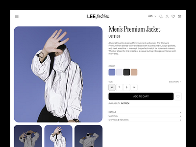 LEE Fashion – eCommerce Product page design clothing clothing store ecom ecommerce ecommerce website fashion website landing page minimal online shoping product page redesign ui uiux design web design website design