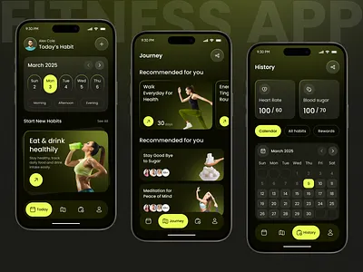Habit & Fitness Tracker App – Build Healthy Routines app app design daily habits fitness app fitness motivation fitness tracker app habit tracker app health app healthy lifestyle app ios mobile mobile app wellness app workout tracker