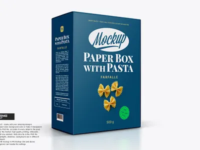Paper Box with Pasta Mockup design food illustration mock up mockup package packaging psd template