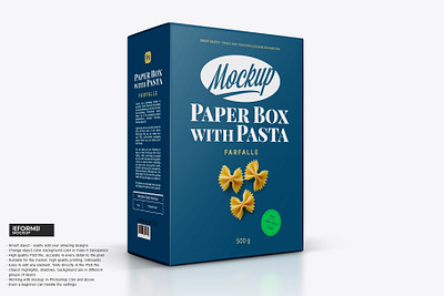 Paper Box with Pasta Mockup design food illustration mock up mockup package packaging psd template