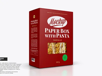 Paper Box with Pasta Mockup design food illustration mock up mockup package packaging psd template