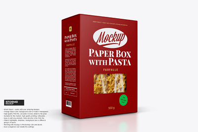 Paper Box with Pasta Mockup design food illustration mock up mockup package packaging psd template