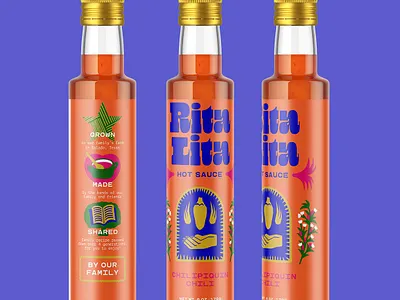 Rita Lita Hot Sauce illustrations for Inky Goodness Bootcamp branding branding illustration colorful condiment condiment illustration digital art food food illustration hot sauce hot sauce illustration illustration label label illustration packaging packaging illustration