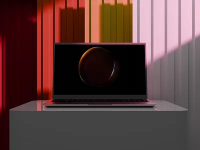 3D render of a landing page prototype 3d after effects animation blender branding graphic design hero section landing page laptop minimalist motion graphic motion graphics orange prototype red ui ux website white yellow