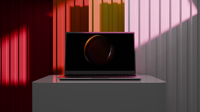 3D render of a landing page prototype 3d after effects animation blender branding graphic design hero section landing page laptop minimalist motion graphic motion graphics orange prototype red ui ux website white yellow