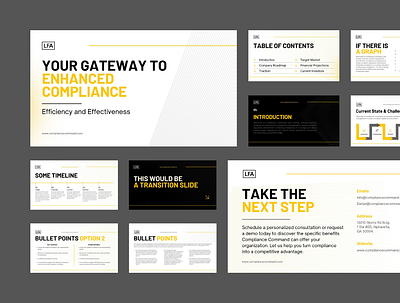 Presentation Template for LFA black business canva compliance good graphic design grey minimal powerpoint ppt pptx presentation startup template yellow