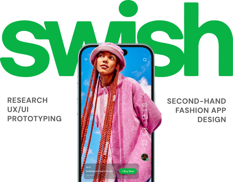 SWISH - Second-hand fashion app for Gen Z branding design e commerce fashion genz graphic design illustration mobile product design ui user experience ux