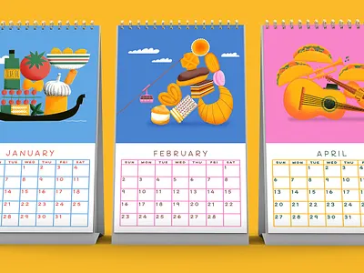 Calendar illustrations caledar calendar illustrations colorful digital art editorial illustrations food illustrations french food illustration illustration italian food lllustration japanese food illustration mexican food illustration publication illustrations travel illustrations