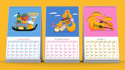 Calendar illustrations caledar calendar illustrations colorful digital art editorial illustrations food illustrations french food illustration illustration italian food lllustration japanese food illustration mexican food illustration publication illustrations travel illustrations