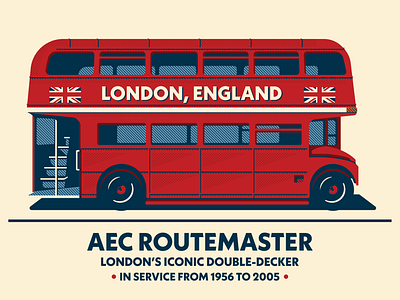 AEC ROUTEMASTER design double decker bus england illustration london retro uk united kingdom vintage