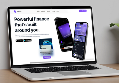 Umora - Hero Section Design design finance fintech fintech design fintech web hero section interface landing page landing page design money money management product design send money ui ui design uiux ux web design website
