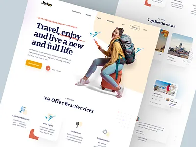 🌍 Travel Website Hero Design for Adventure Booking Platform booking clean clean website design flight header hero homepage landing landing page modern modern design travel travel management company travel website trip web web design website