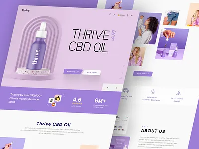 💜 CBD Product Landing Page for Shopify Store beauty product ui bold product design cbd oil design cbd website cosmetics website ecommerce landign page health product landing homepage landing page lifestyle branding product page design shopify shopify store design skincare skincare ecommerce supplement brand web web design website wellness brand