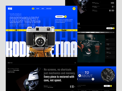 📷 Vintage Camera Landing Page UI bold typography camera shop ui dark landing page design ecommerce for collectors hero image layout homepage landing page luxury ecommerce modern retro ui nostalgic design photography photography landing page retro camera ui retro ui vintage branding vintage website design web web design website