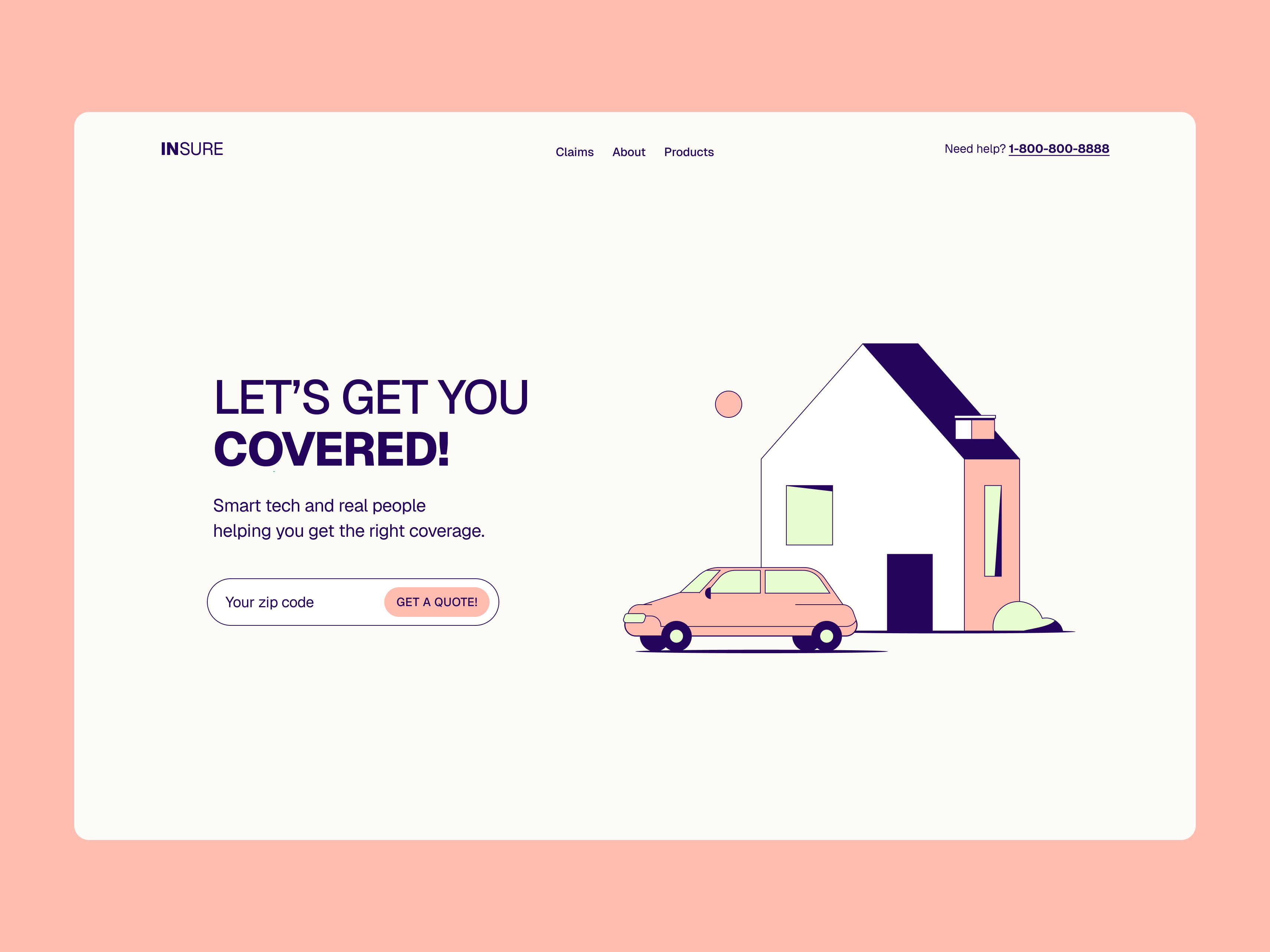 Young & Friendly Insurance – Landing Page Concept desktop illustration insurance landing page mobile one pager ui ux website