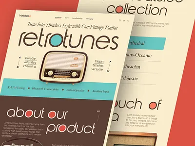 📻 Landing Page for Retro Radio Brand bold typography clean elegant ecommerce design homepage mid century design modern vintage nostalgic nostalgic ecommerce nostalgic website design product storytelling radio retro landing page retro web design shopify storytelling typography website vitange warm color palette web design
