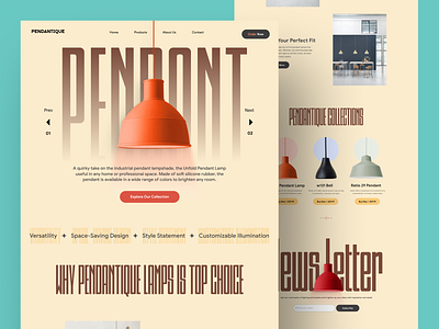 💡 Landing Page Design for Modern Pendant Lighting Brand bold product layout bold typography decorative lighting ui ecommerce for furniture editorial home decore home decore website homepage landing page lighting website design nostalgic design shopify soft color pallet store stylish product showcase ux for home goods vintage style web web design website